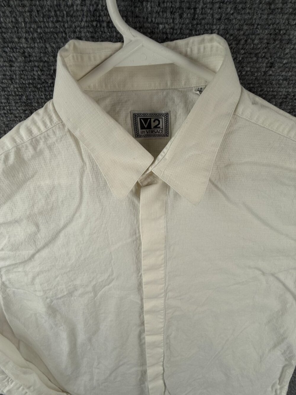 Versace Button Up Shirt Men Long Sleeve Designer 16.5 Adult White Check Cotton